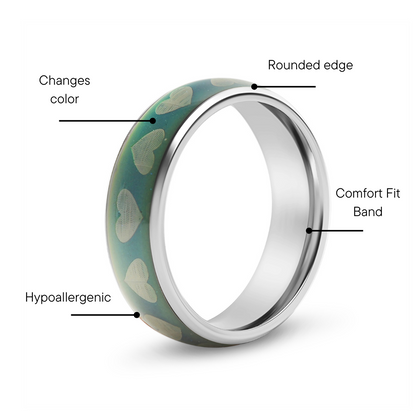 Stainless Steel Mood Band With Hearts Ring
