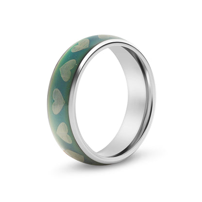 Stainless Steel Mood Band With Hearts Ring