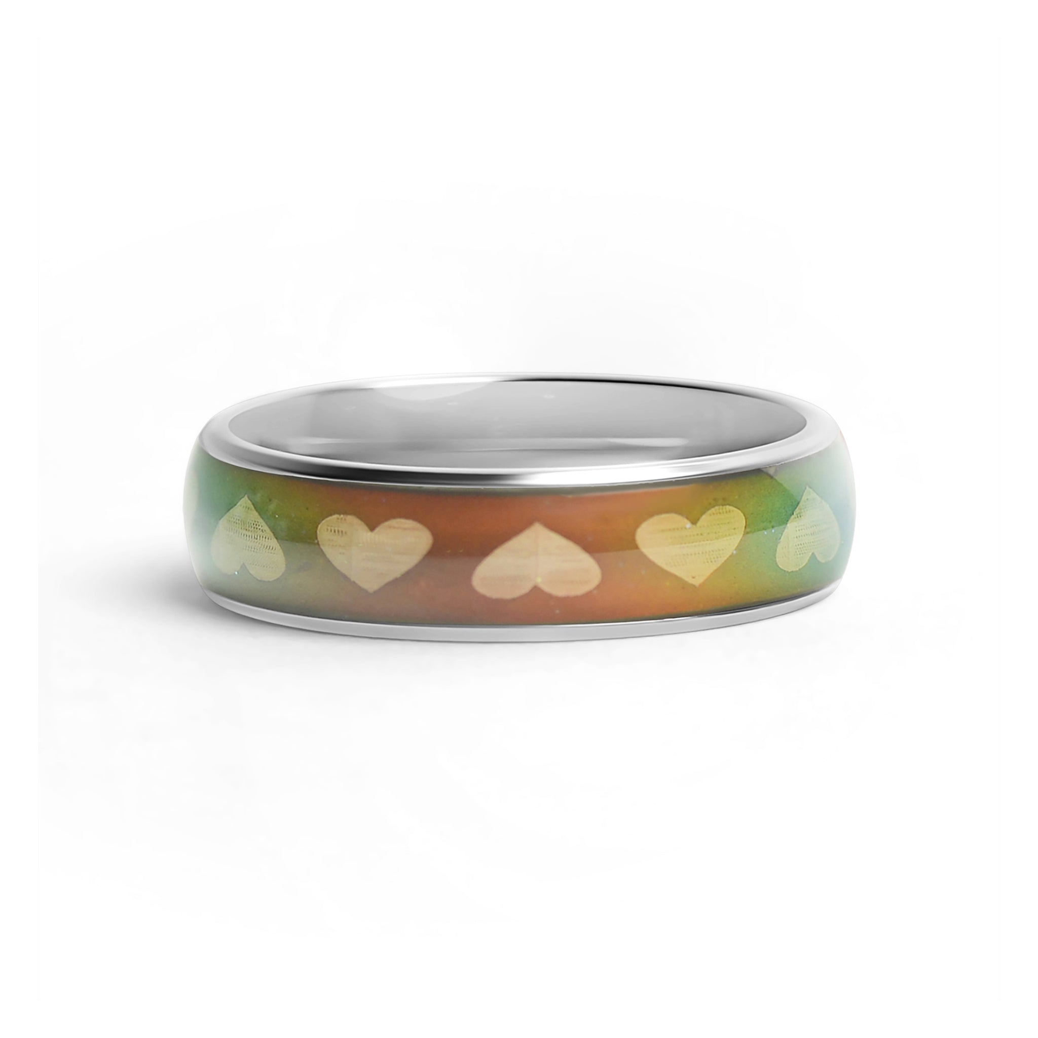 Stainless Steel Mood Band With Hearts Ring