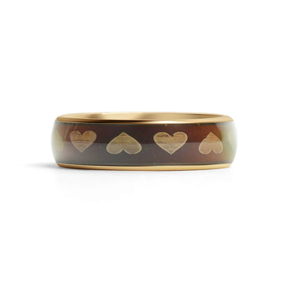 18K Gold PVD Stainless Steel Mood Band With Hearts Ring