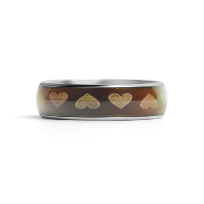 Stainless Steel Mood Band With Hearts Ring