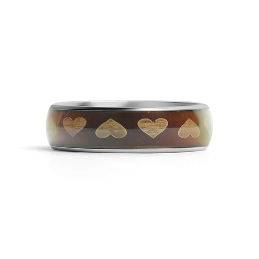 Stainless Steel Mood Band With Hearts Ring