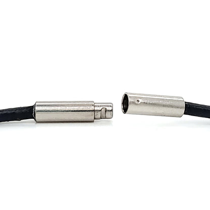 Black Leather Cord Necklace With Stainless Steel Twist Open Clasp