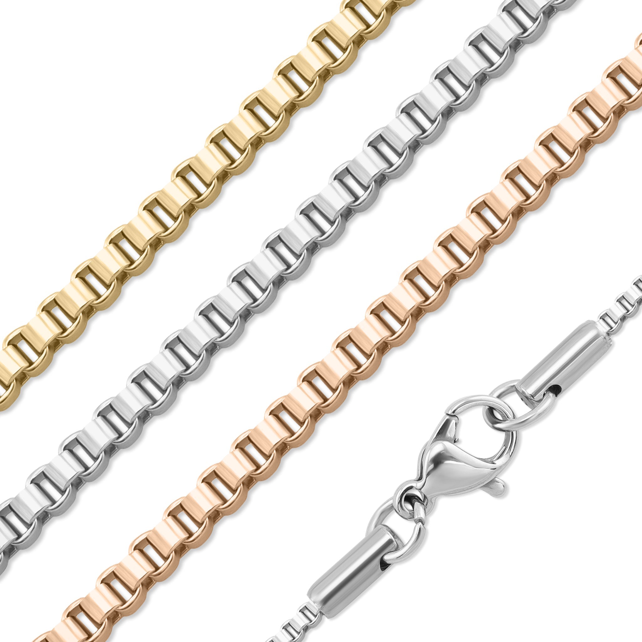 18K Gold PVD Stainless Steel 1.5mm Box Chain Necklace