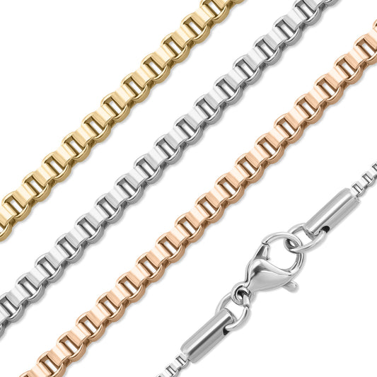 18K Gold PVD Stainless Steel 1.5mm Box Chain Necklace