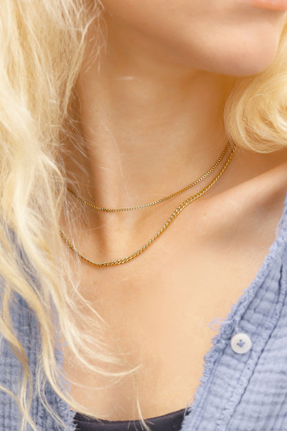 18K Gold PVD Stainless Steel 1.5mm Box Chain Necklace