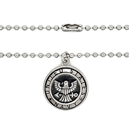 Stainless Steel United States Navy Polished Pendant on Ball Chain