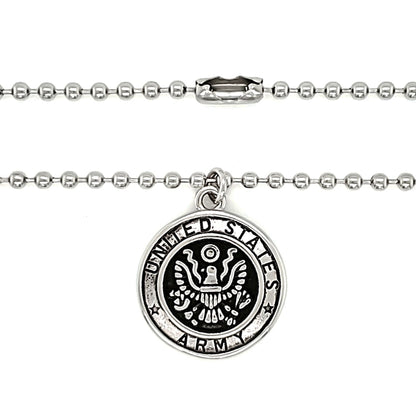 Stainless Steel United States Army Polished Pendant with Ball Chain