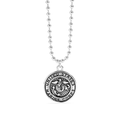 Stainless Steel United States Marine Corps Polished Pendant on Ball Chain