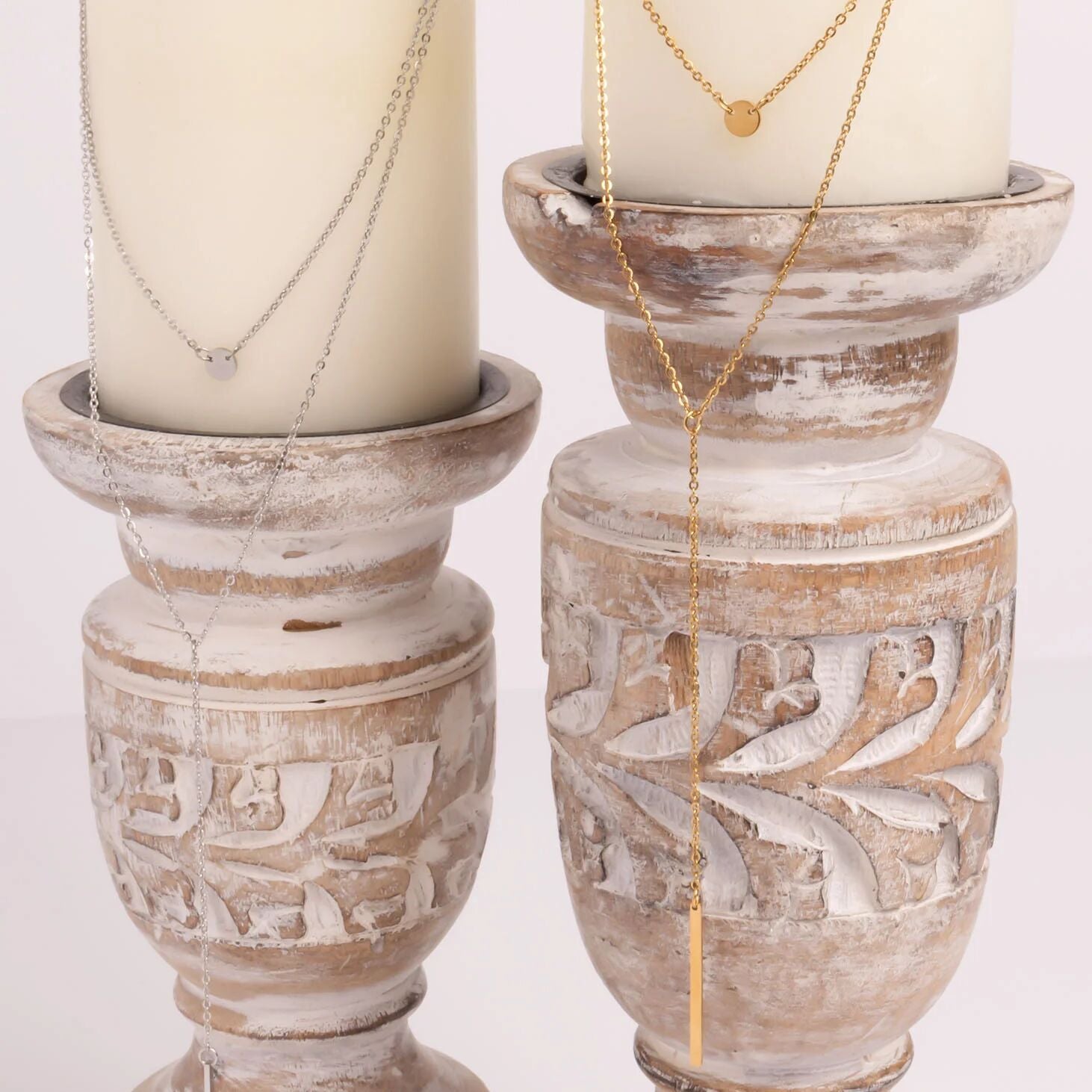 18K Gold PVD Stainless Steel Circle and Satellite Layered Chain Necklace