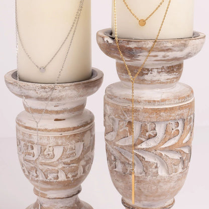 18K Gold PVD Stainless Steel Circle and Satellite Layered Chain Necklace