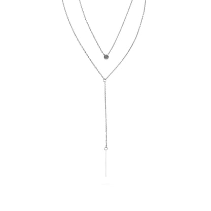 18K Gold PVD Stainless Steel Circle and Satellite Layered Chain Necklace