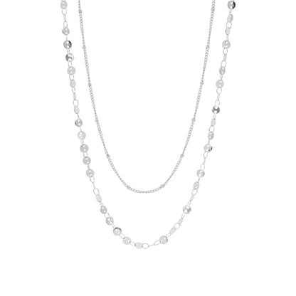 18K Gold PVD Stainless Steel Circle & Satellite Chain Layered Necklace