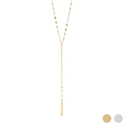 18K Gold PVD Stainless Steel Y-Shaped Blank Bar Pendant Lariat Necklace