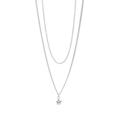 18K Gold PVD Stainless Steel Layered Star Charm Necklace