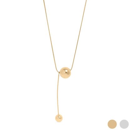 18K Gold PVD Stainless Steel Snake Chain Ball Pendant Necklace