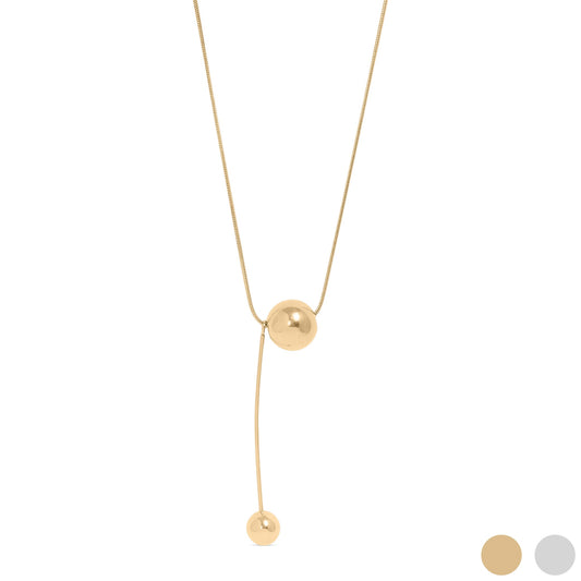 18K Gold PVD Stainless Steel Snake Chain Ball Pendant Necklace