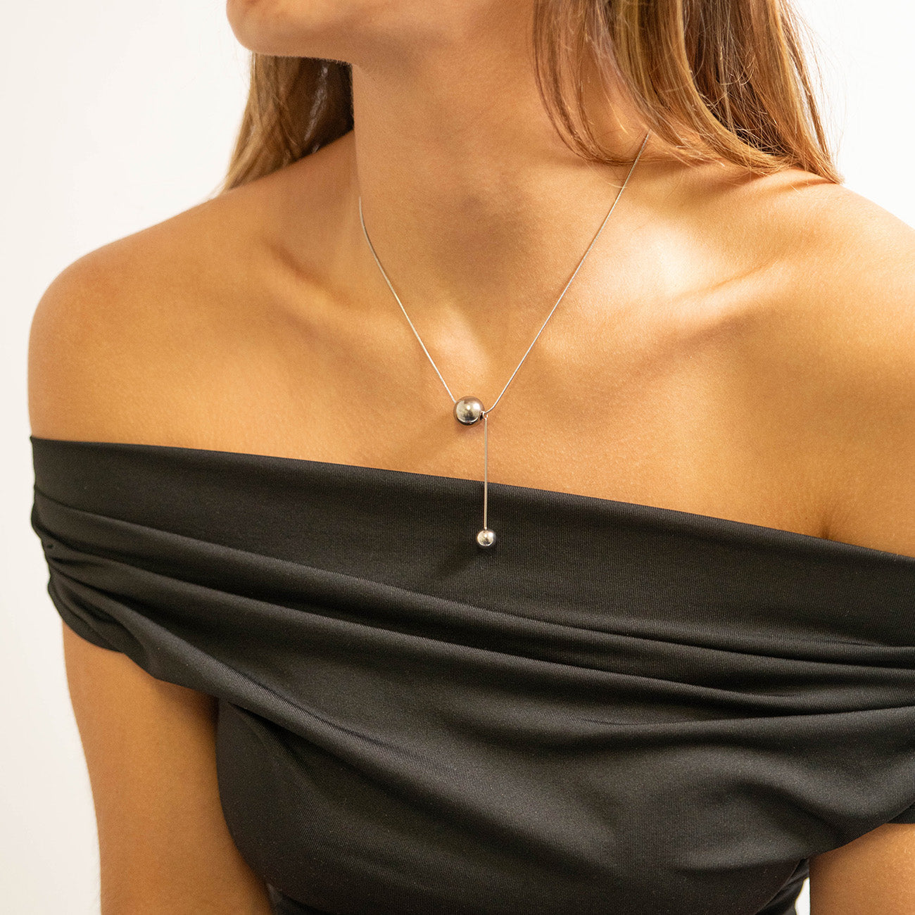 18K Gold PVD Stainless Steel Snake Chain Ball Pendant Necklace