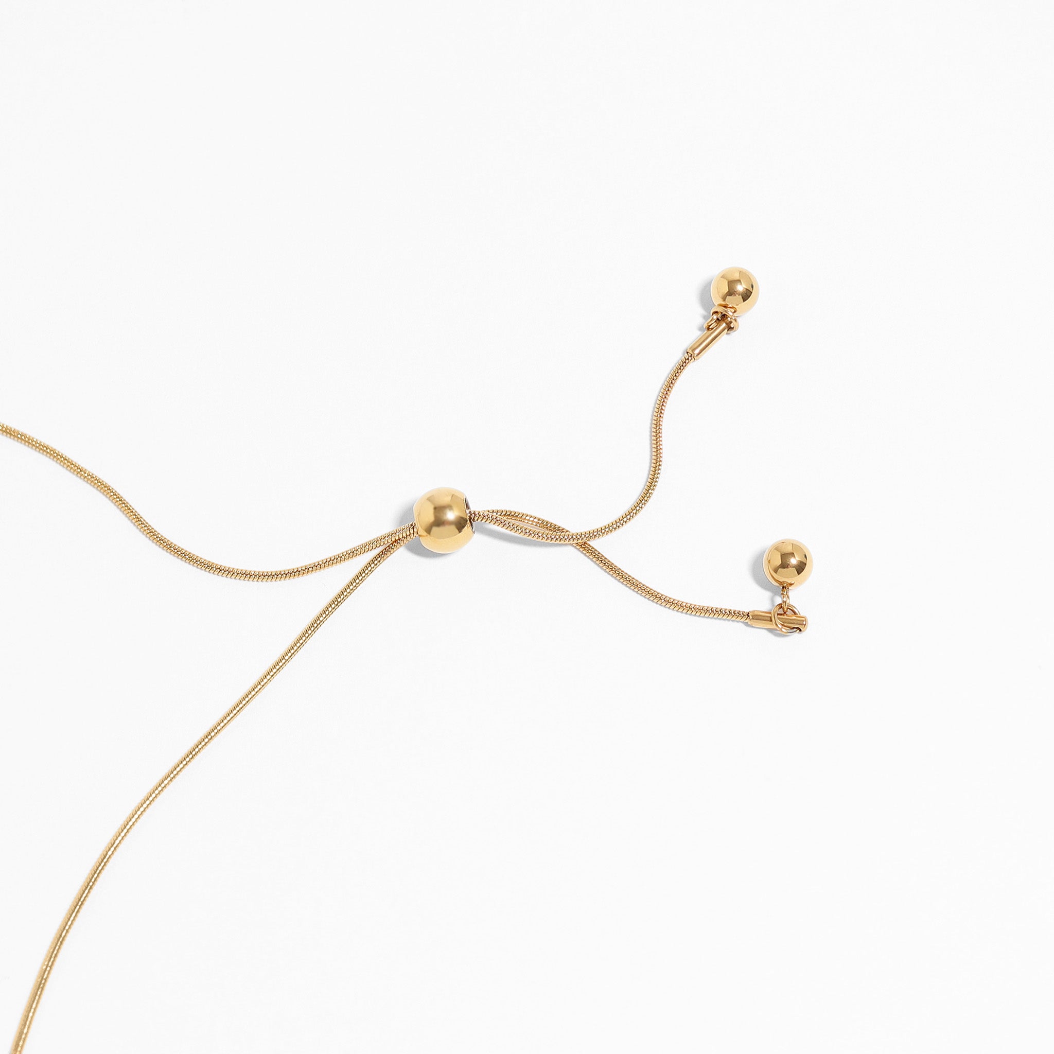 18K Gold PVD Stainless Steel Adjustable Ball Charm Necklace