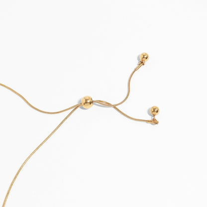 18K Gold PVD Stainless Steel Adjustable Ball Charm Necklace