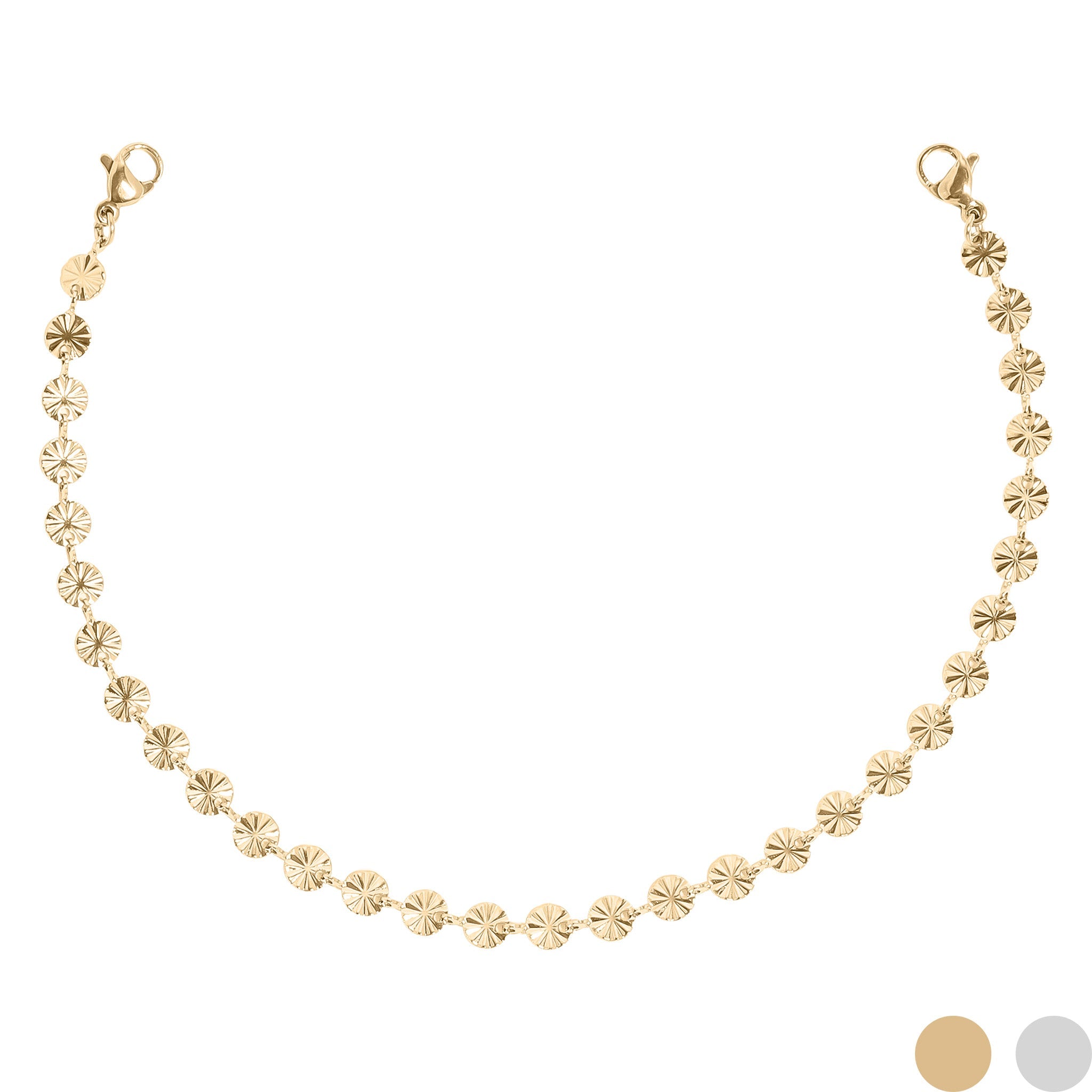 18K Gold Stainless Steel Crimped Circle Trucker Hat Chain