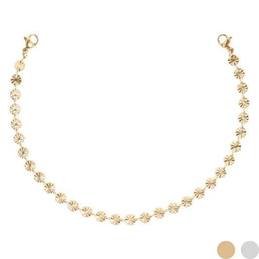18K Gold Stainless Steel Crimped Circle Trucker Hat Chain