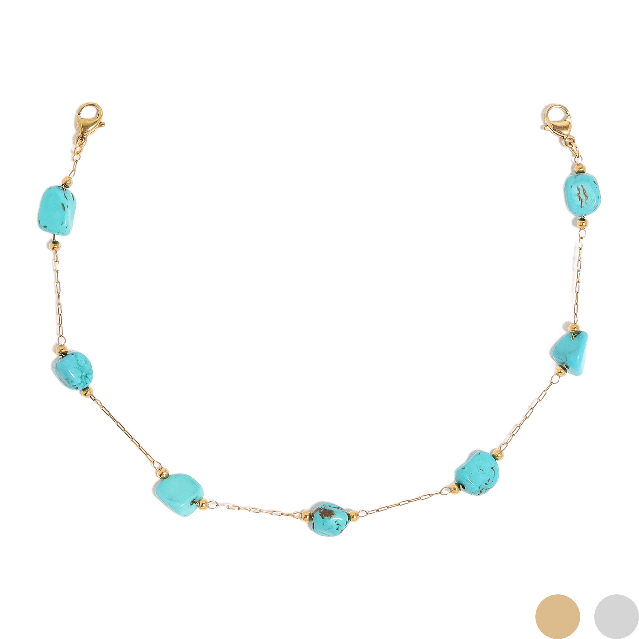 18K Gold PVD Stainless Steel Turquoise Stone Trucker Hat Chain