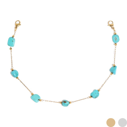 18K Gold PVD Stainless Steel Turquoise Stone Trucker Hat Chain