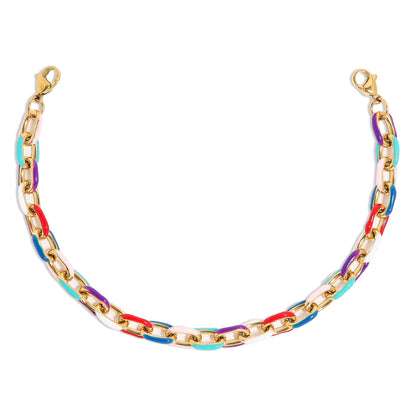 18K Gold PVD Stainless Steel Multi-Colored Cable Chunky Trucker Hat Chain