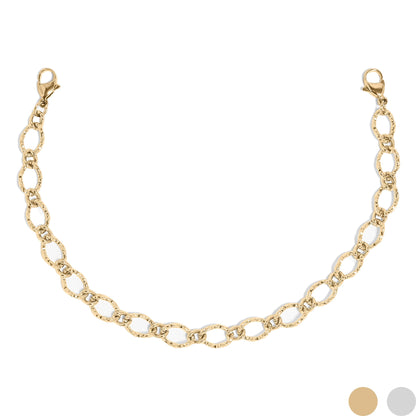 18K Gold PVD Stainless Steel Hammered Oval Trucker Hat Chain