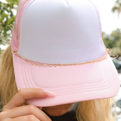 18K Gold PVD Stainless Steel Heart Trucker Hat Chain