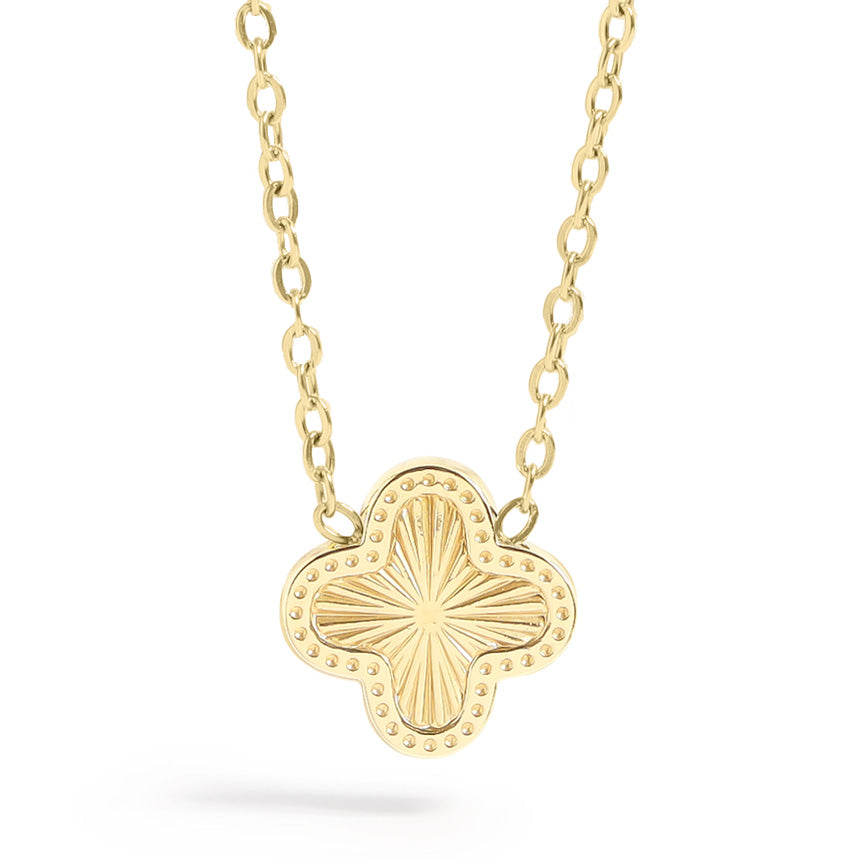 18K Gold PVD Stainless Steel Lucky Clover Charm Necklace