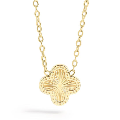 18K Gold PVD Stainless Steel Lucky Clover Charm Necklace