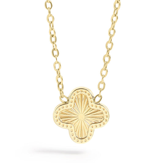 18K Gold PVD Stainless Steel Lucky Clover Charm Necklace