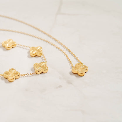 18K Gold PVD Stainless Steel Lucky Clover Charm Necklace