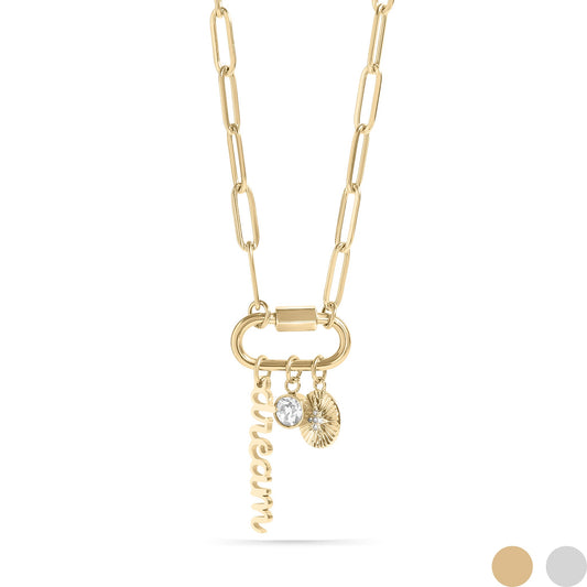 18K Gold PVD Stainless Steel Carabiner Dream Charm Paperclip Necklace