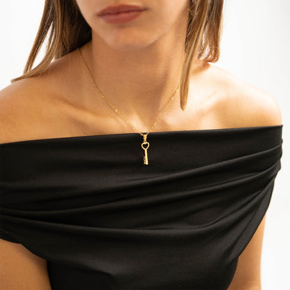 18K Gold PVD Stainless Steel Love Key Pendant Necklace