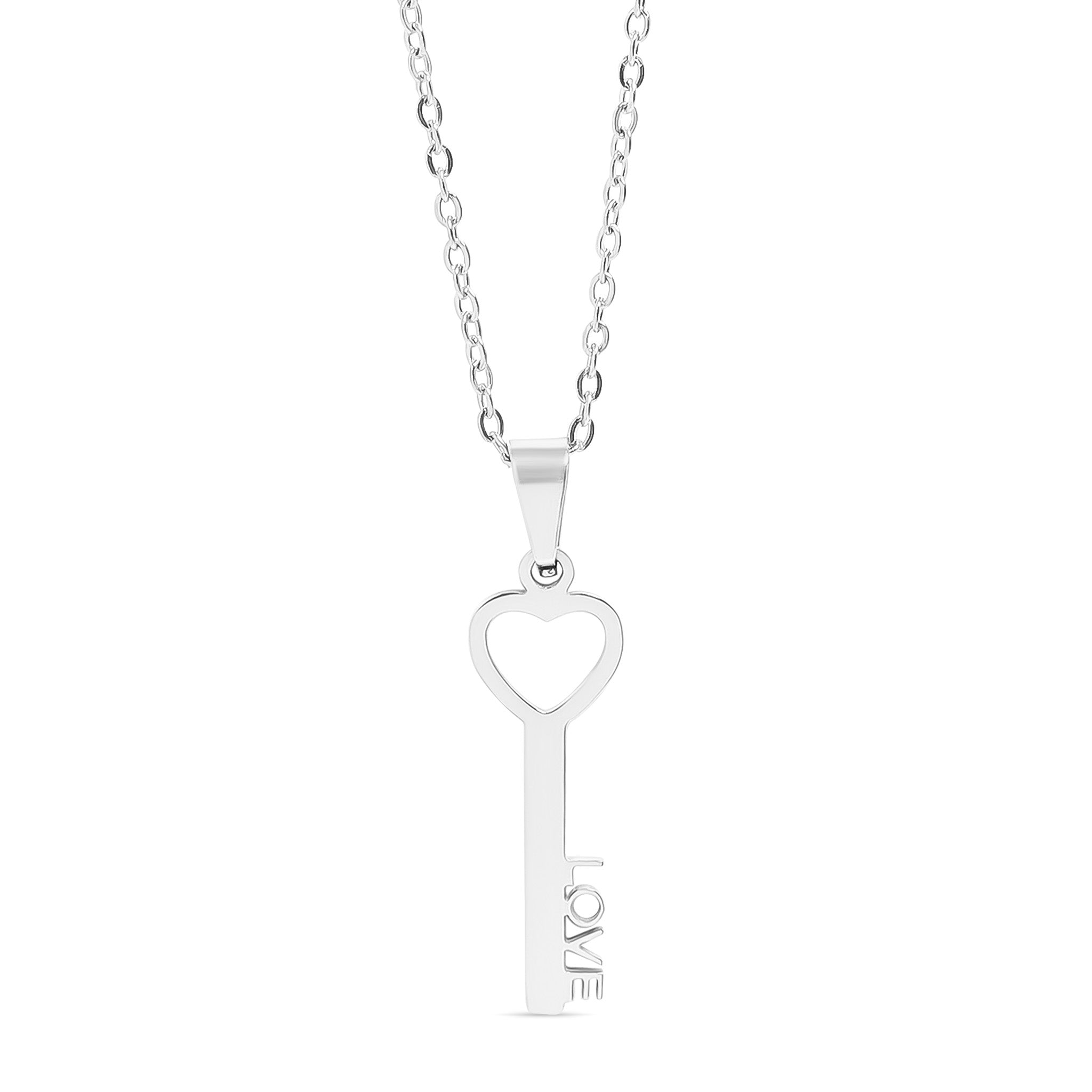 18K Gold PVD Stainless Steel Love Key Pendant Necklace