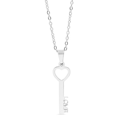 18K Gold PVD Stainless Steel Love Key Pendant Necklace