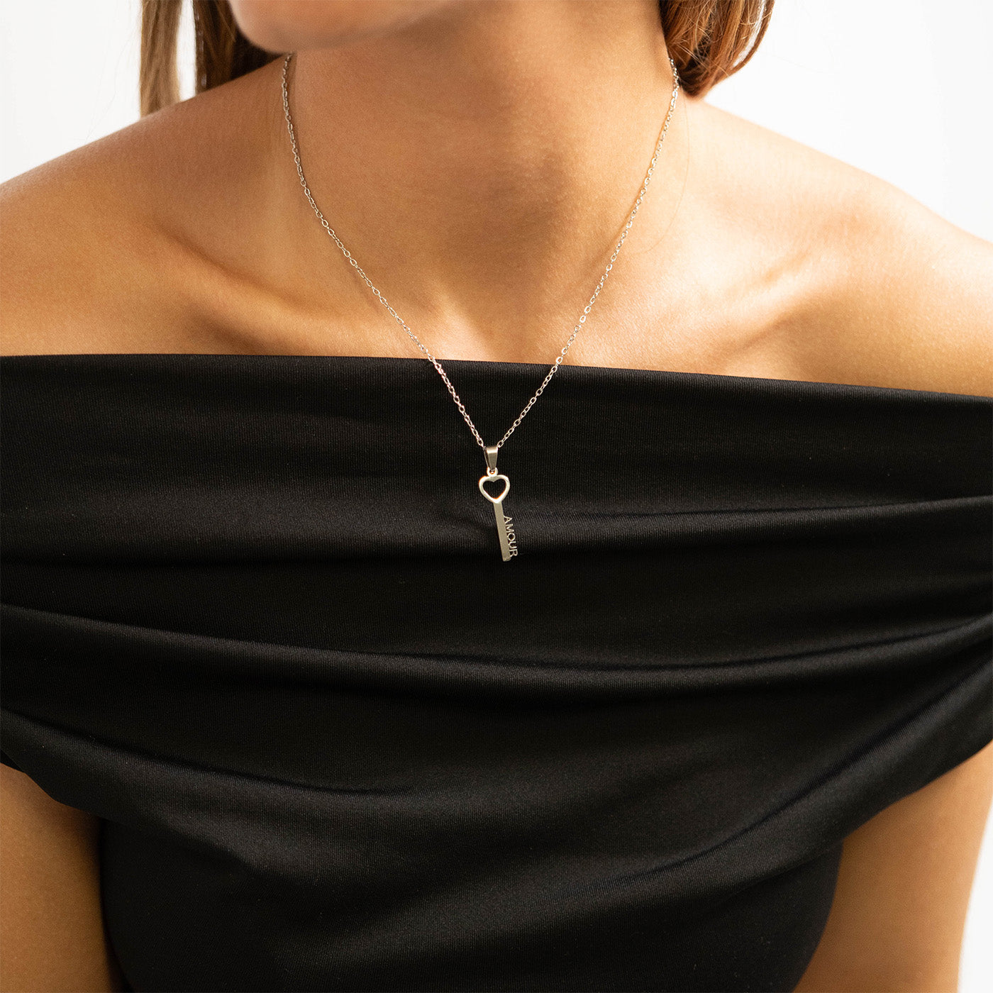 18K Gold PVD Stainless Steel Amour Key Pendant Necklace