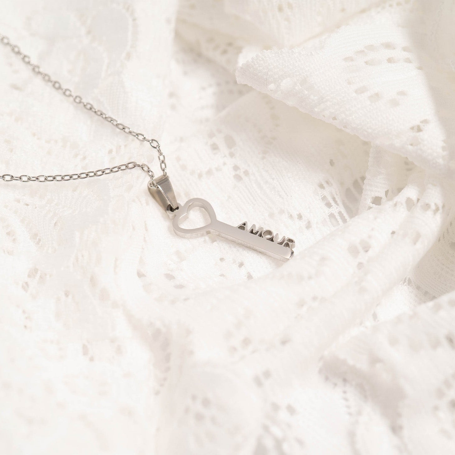 18K Gold PVD Stainless Steel Amour Key Pendant Necklace