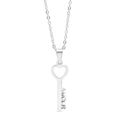 18K Gold PVD Stainless Steel Amour Key Pendant Necklace