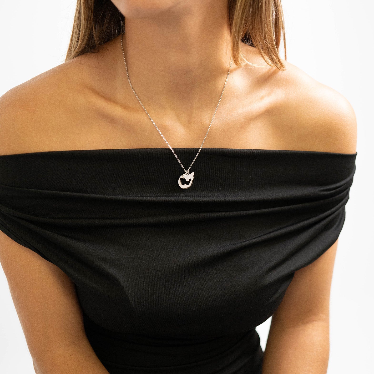 18K Gold PVD Stainless Steel Butterfly Cutout Necklace
