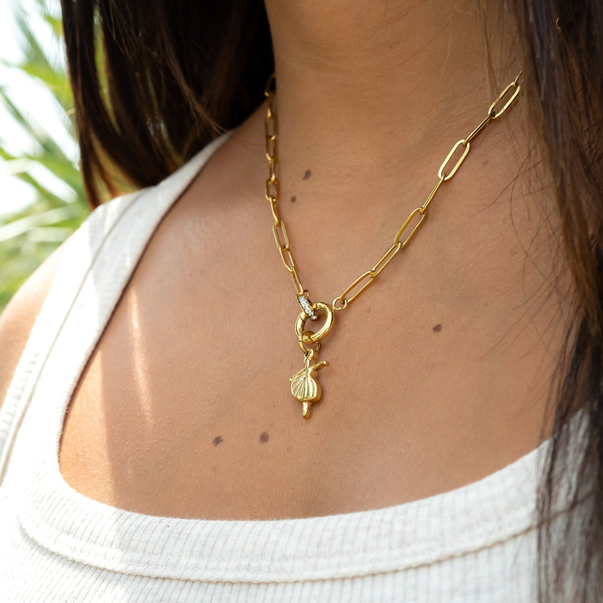 18K Gold PVD Stainless Steel Ballerina Charm