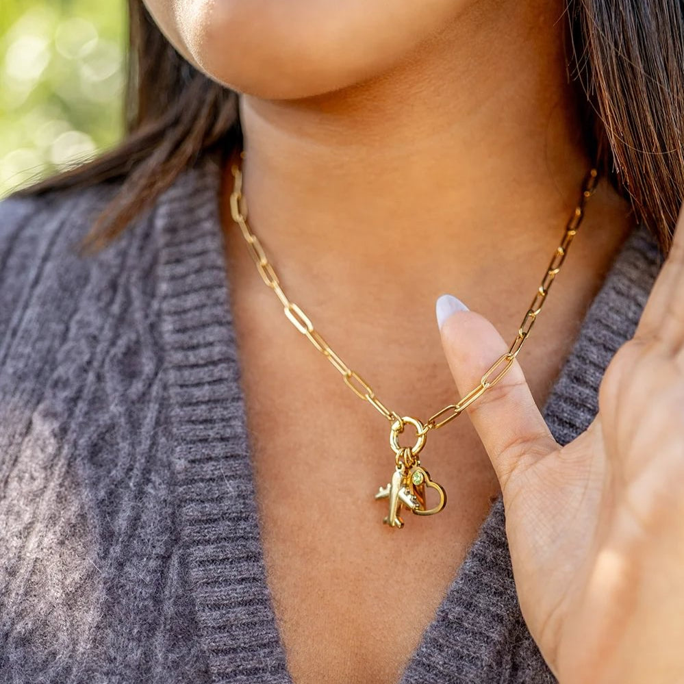 18K Gold PVD Stainless Steel Airplane Charm