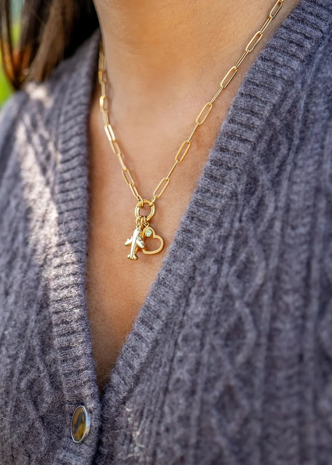 18K Gold PVD Stainless Steel Airplane Charm