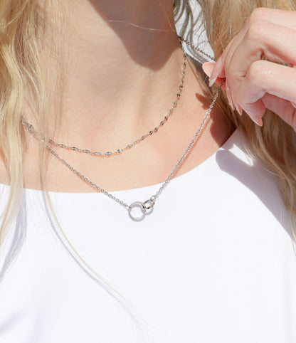 18K Gold PVD Stainless Steel Intertwined Rings Necklace
