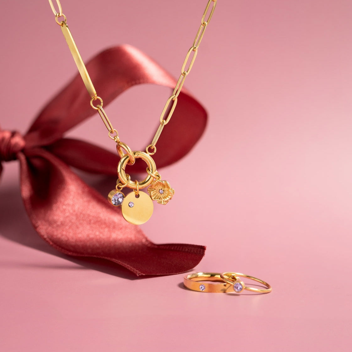 18K Gold PVD Engravable Paperclip Charm Holder Necklace