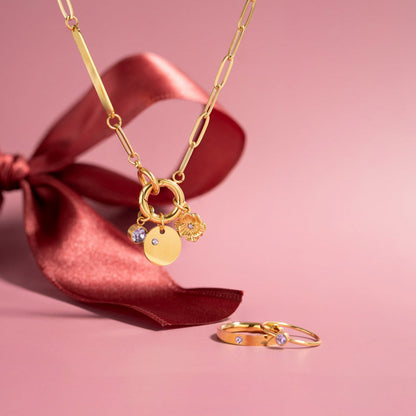 18K Gold PVD Engravable Paperclip Charm Holder Necklace