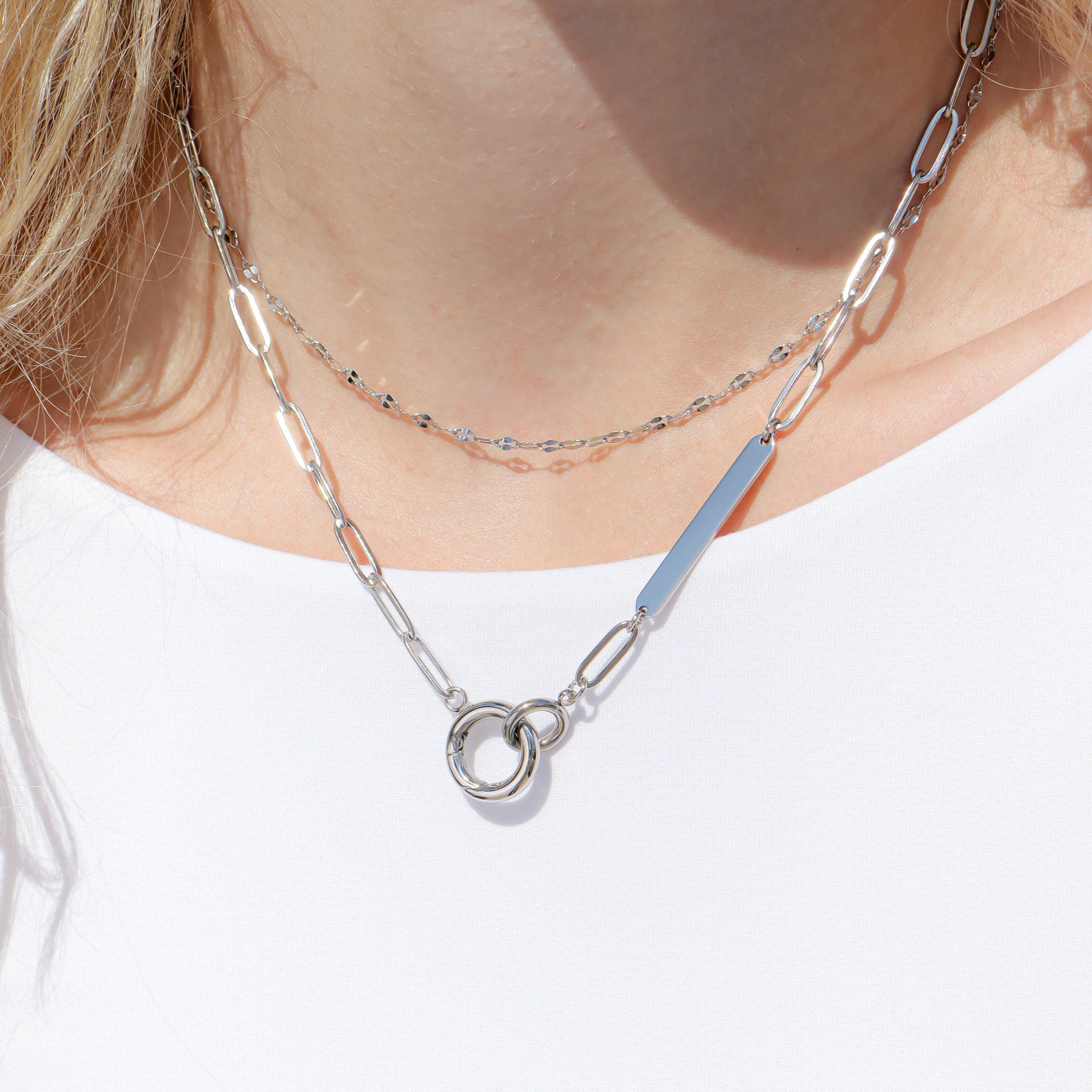 18K Gold PVD Engravable Paperclip Charm Holder Necklace